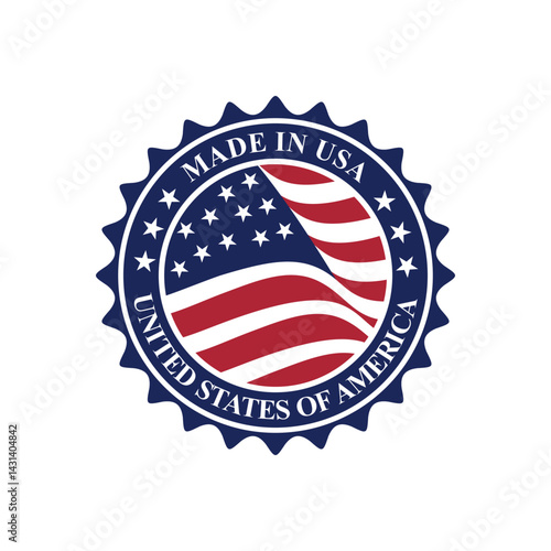 made in usa stamp circle logo vector design with united states flag element	