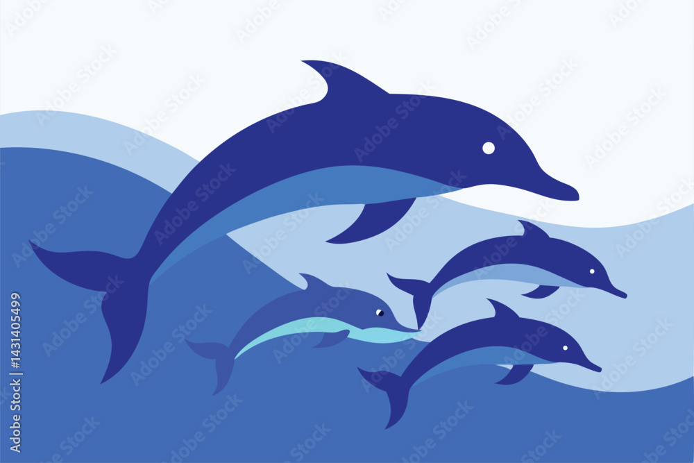 Fototapeta premium a-pod-of-dolphins-swimming-through-deep-blue-water 