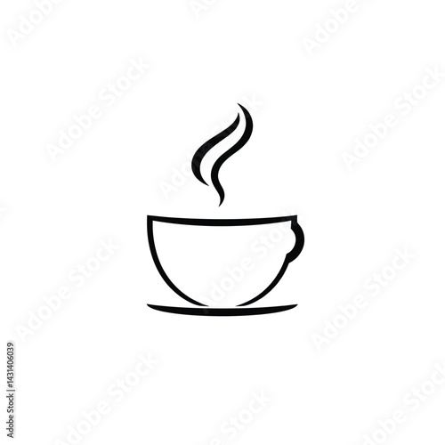 Vector coffee cup illustration with steam hot drink graphic design for cafe menu and logo template