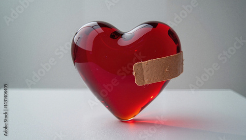 Obraz na płótnie Glass heart with bandage symbolizing healing for Nurse's Day w salonie
