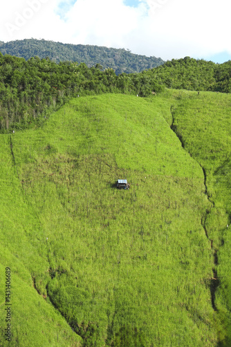Cabin in the rice fields on the mountains