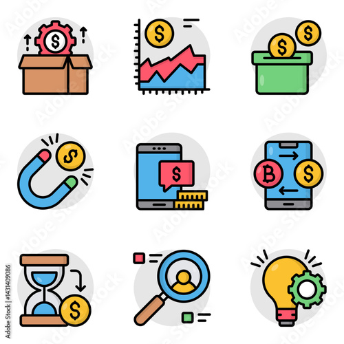 Set of Finance and Discount Flat Icons