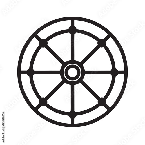 Spiritual dharma wheel icon vector outline