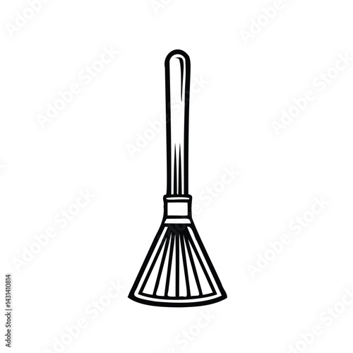 Silhouette of a duster with a long handle