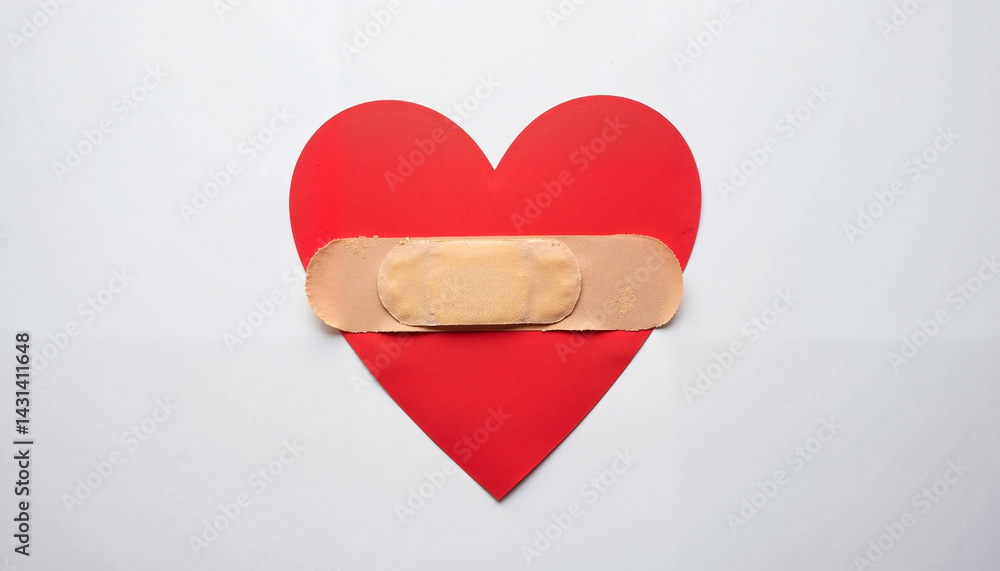 Heart with bandage, Nurse's Day - Comforting symbol of healing on white background