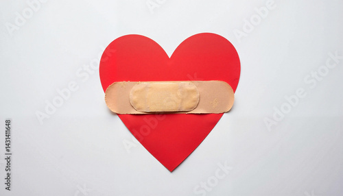 Obraz na płótnie Heart with bandage, Nurse's Day - Comforting symbol of healing on white background w salonie