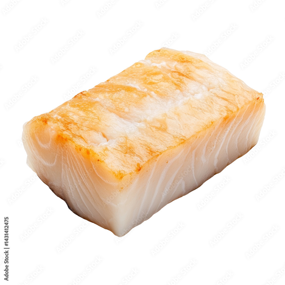 Fresh fish fillet with golden brown sear, showcasing its tender texture and natural marbling. Perfect for grilling or pan searing, this seafood delight is sure to impress Fresh fish fillet with golden brown sear, showcasing its tender texture and natural marbling. Perfect for grilling or pan searing, this seafood delight is sure to impress
