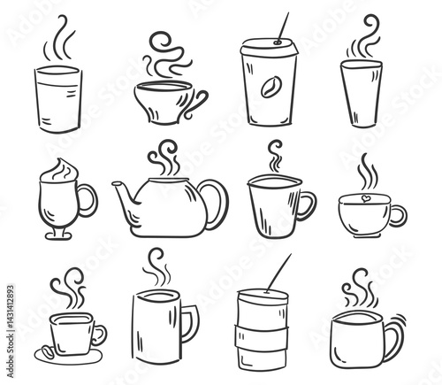 Wallpaper Mural png drink beverage illustration with hot mug espresso latte cartoon cafe cappuccino tea coffee cup outlined drawing black ink vector picture hand-drawn pencil drawing line art

 Torontodigital.ca