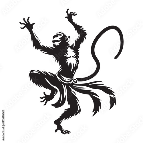 Sleek monkey silhouette vector with defined edges for modern branding – monkey silhouette – monkey vector – monkey illustration – silhouette of monkey – monkey icon

