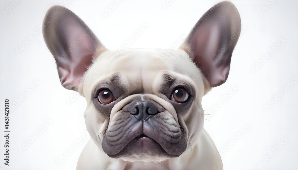 Cute French bulldog portrait with expressive face and humorous accessories Cute French bulldog portrait with expressive face and humorous accessories