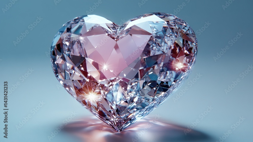 Fototapeta premium Heart-shaped diamond, sparkling brilliance