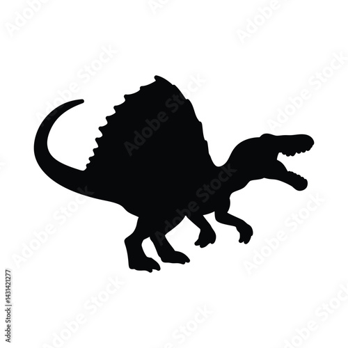 Silhouette of Spinosaurus vector art illustration on a white background