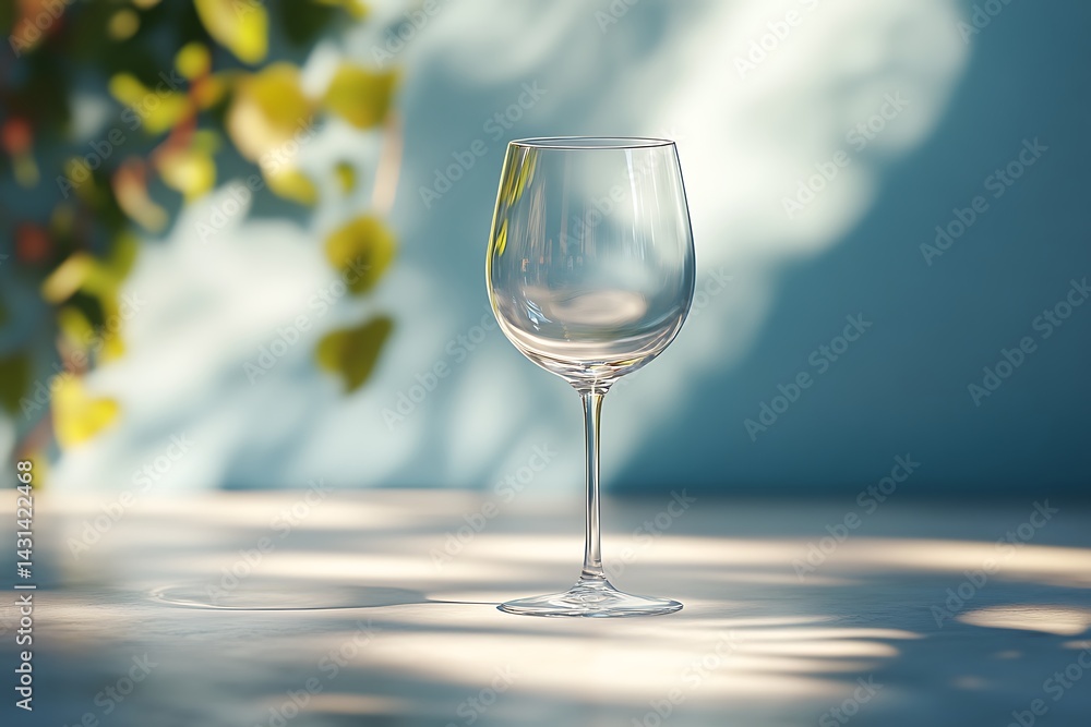 Floating crystal wine glass mockup in bright Floating crystal wine glass mockup in bright