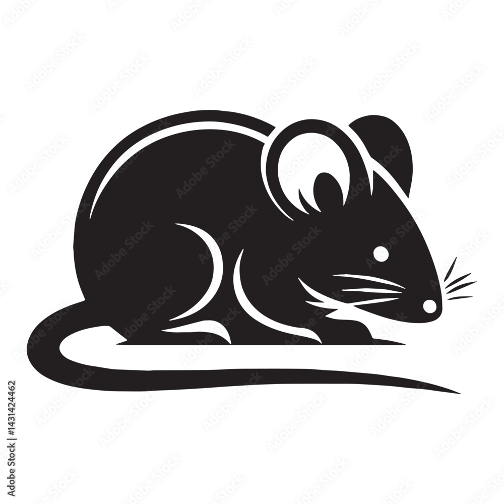 Obraz premium Elegant mouse silhouette vector for logos and scalable design applications – mouse silhouette – mouse vector – mouse illustration – silhouette of mouse – mouse icon