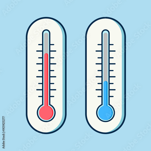Thermometer With Red And Blue Colors, Flat Vector Illustration
