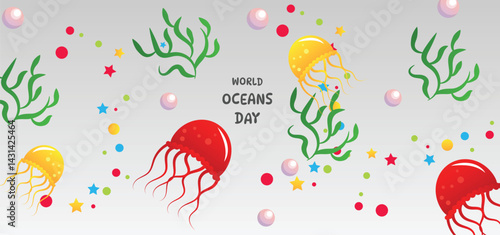 World Ocean Day Marine Life Awareness Illustration