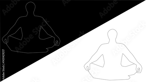 Meditator meditation silhouette stroke