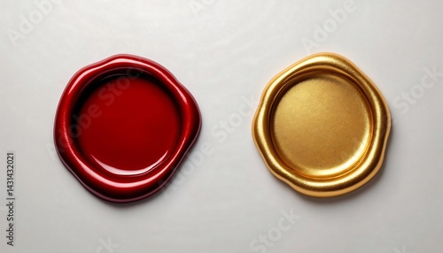 Sealing Wax Mockups Red and Gold Close Up on White Background