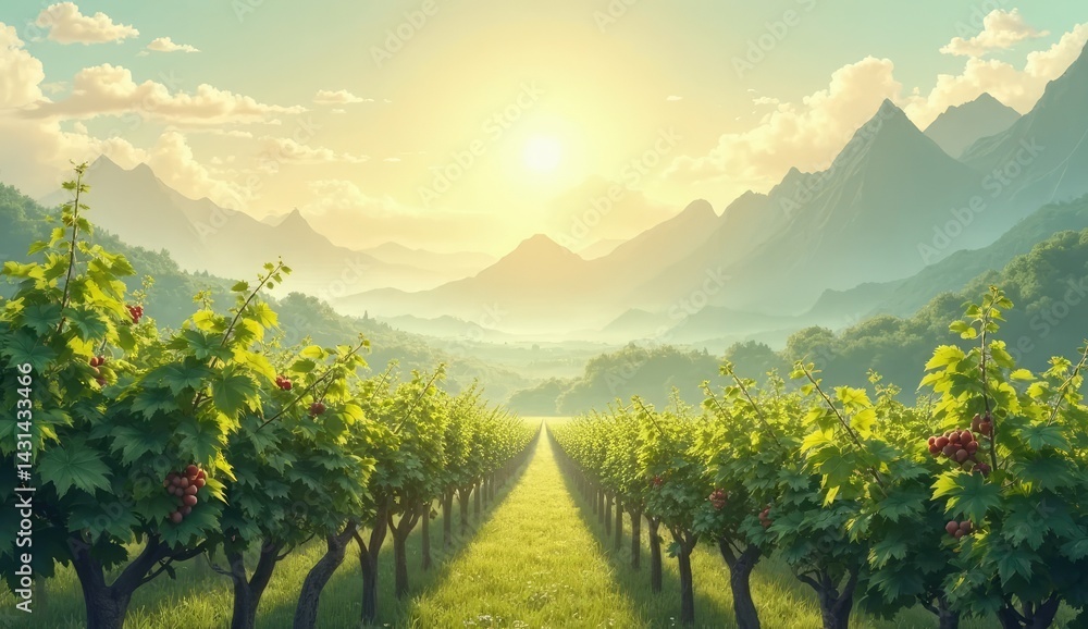 Naklejka premium sunset in the mountains