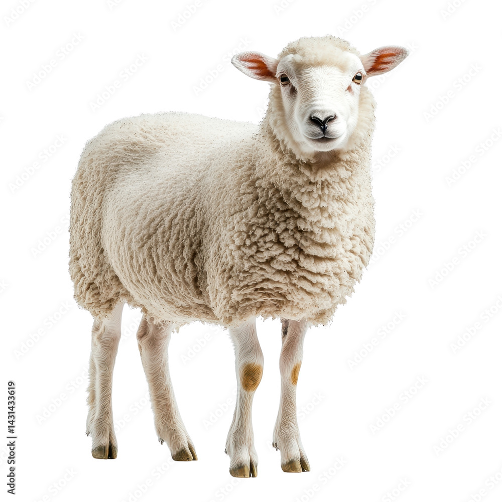 A Sheep standing isolated on white background A Sheep standing isolated on white background