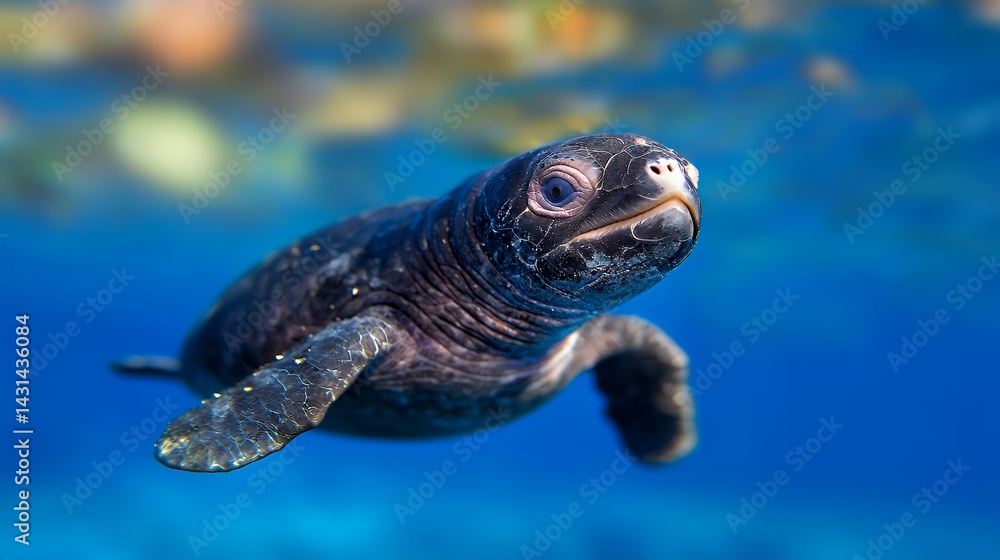 Obraz premium Sea turtle in blue ocean