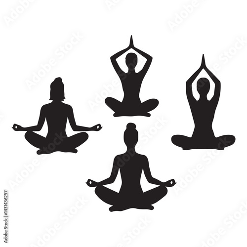 Meditation silhouette Icon. Vector Illustration Symbol Design Element