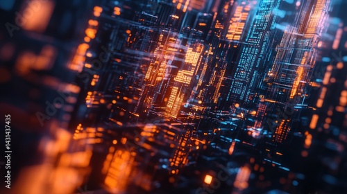 Wallpaper Mural Abstract digital city, network of glowing lines Torontodigital.ca