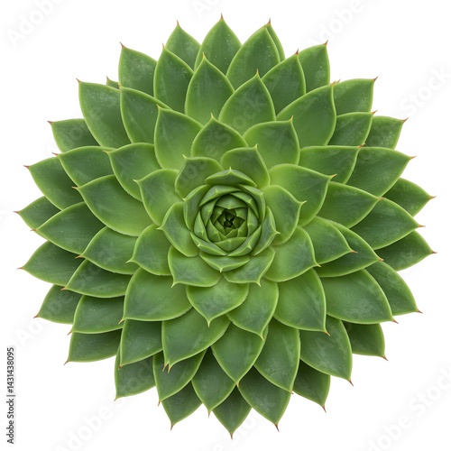 Green succulent rosette on white