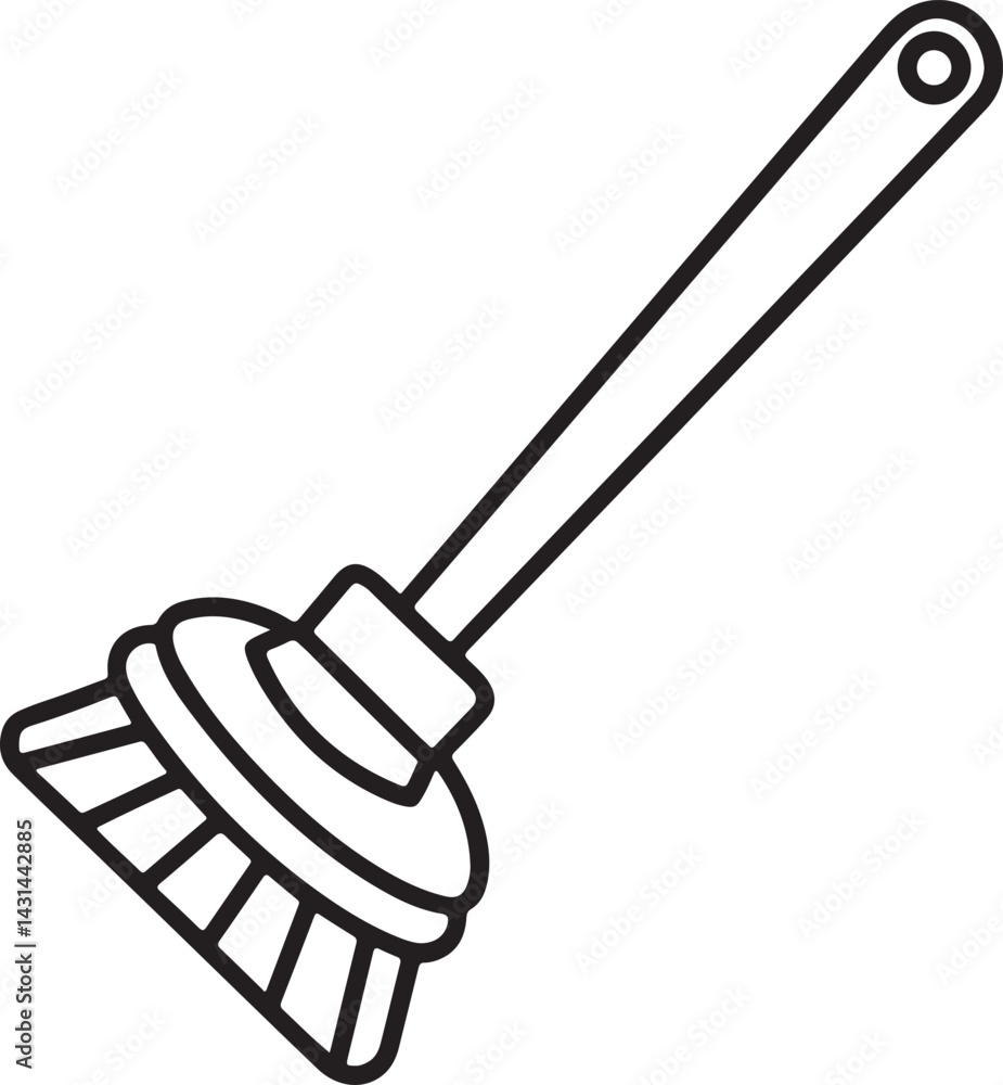 plastic toilet brush line art, black outline, vector and illustration, coloring book page line art drawing plastic toilet brush line art, black outline, vector and illustration, coloring book page line art drawing