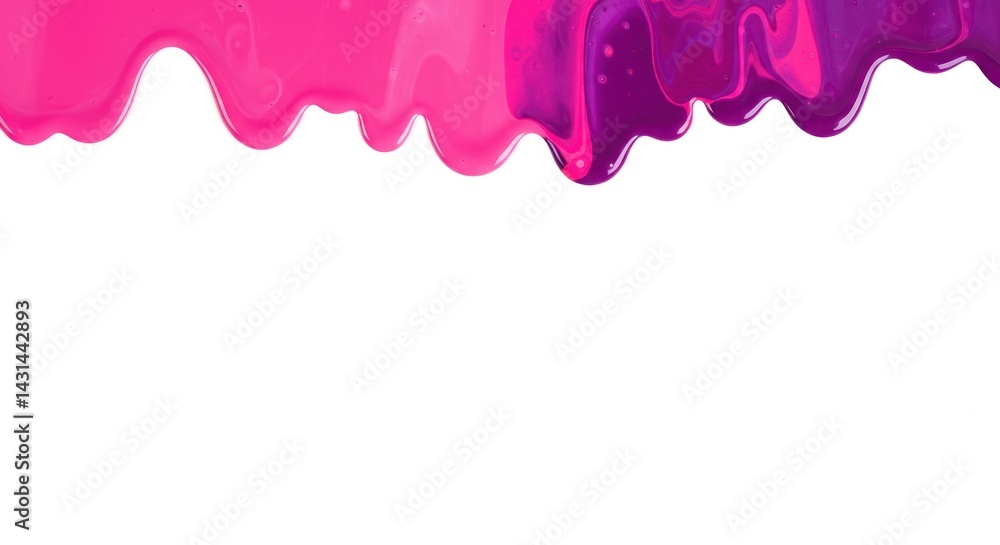 Dripping pink and purple paint effect on a white background abstract design. Dripping pink and purple paint effect on a white background abstract design.