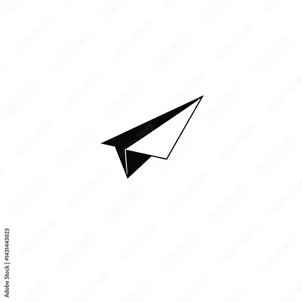 Paper airplane vector icon illustration simple design black and white minimal style graphic element image Paper airplane vector icon illustration simple design black and white minimal style graphic element image