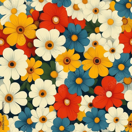 Wallpaper Mural Watercolor floral seamless pattern with colorful summer flowers, pastel-colored background Torontodigital.ca
