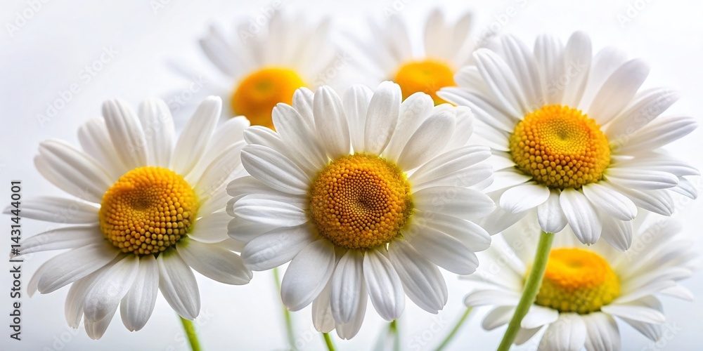 Obraz premium Beautiful White Daisies Isolated on Pure White Background - Perfect for Spring Designs