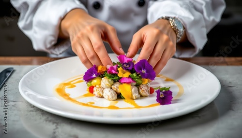 Obraz na płótnie Culinary Art Creation Gourmet Restaurant Food Photography Elegant Dining Close-Up Visual Experience w salonie