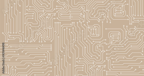 Abstract technology white lines circuit cyber pattern on brown background vector