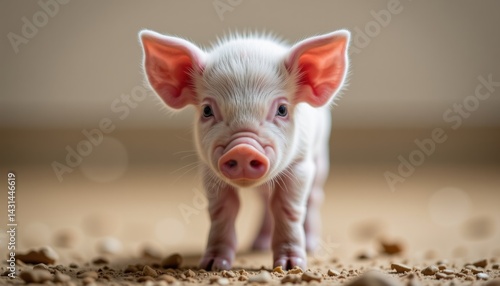 Obraz na płótnie Playful Piglet Exploring a Cozy Indoor Space Cute Animal Photography Warm Lighting Close-Up Shot w salonie