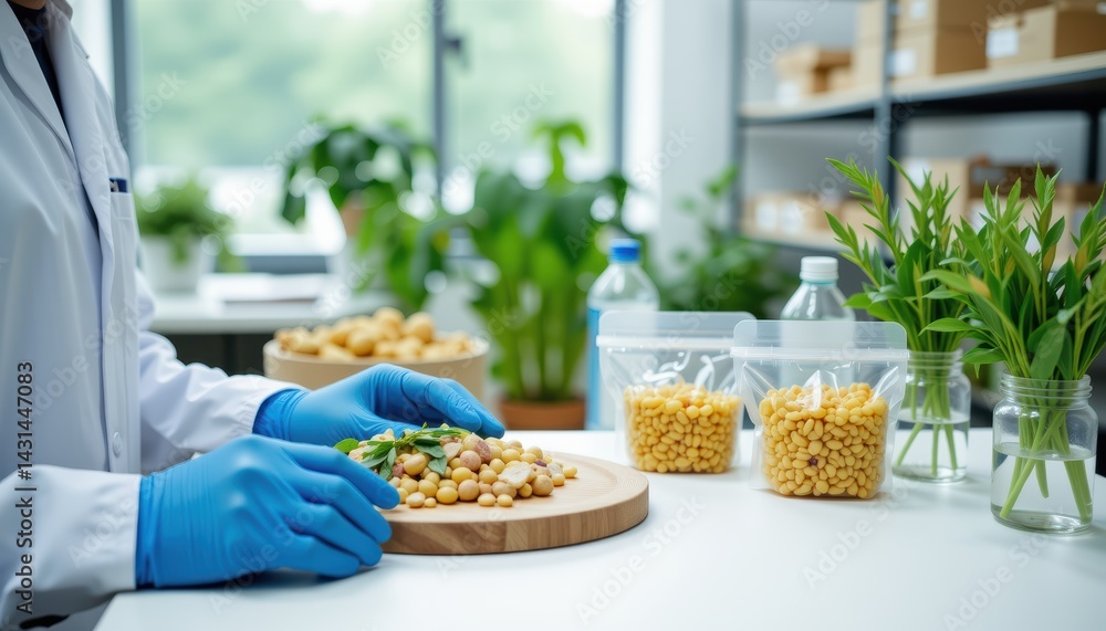 Food Preparation Event at a Kitchen Lab Natural Ingredients Clean Workspace Close-Up View Culinary Innovation