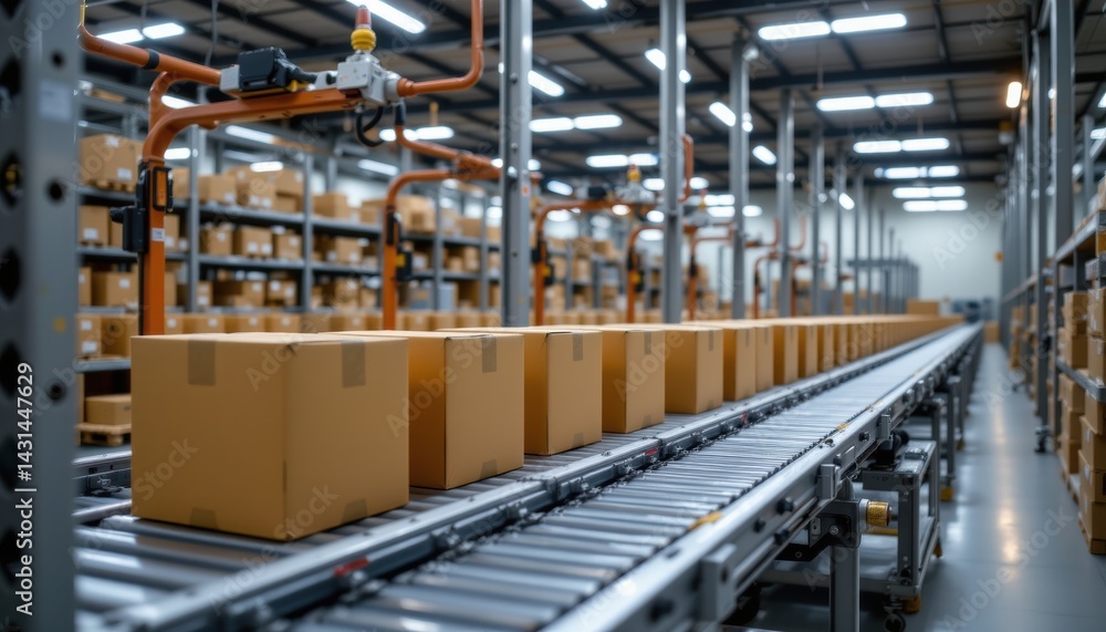 Aerial Perspective on Warehouse Automation and Efficient Packaging Processes in Industrial Logistics Management