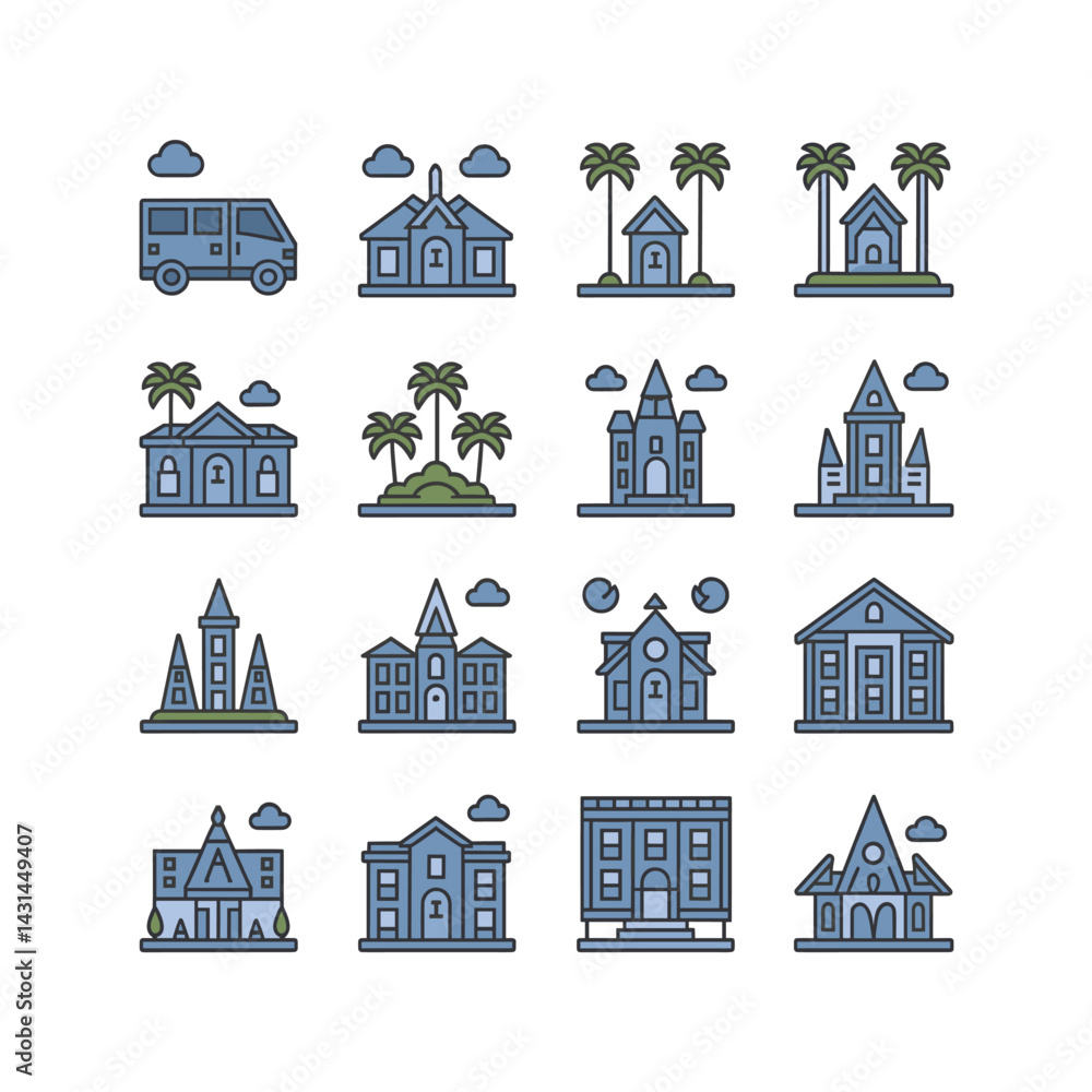 Fototapeta premium Vector illustration of Travel and Tourism related icons