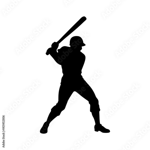 Dynamic vector of a baseball batter mid-swing, ideal for sports branding, t-shirt prints, and athletic illustrations. Clean lines and isolated for easy customization.