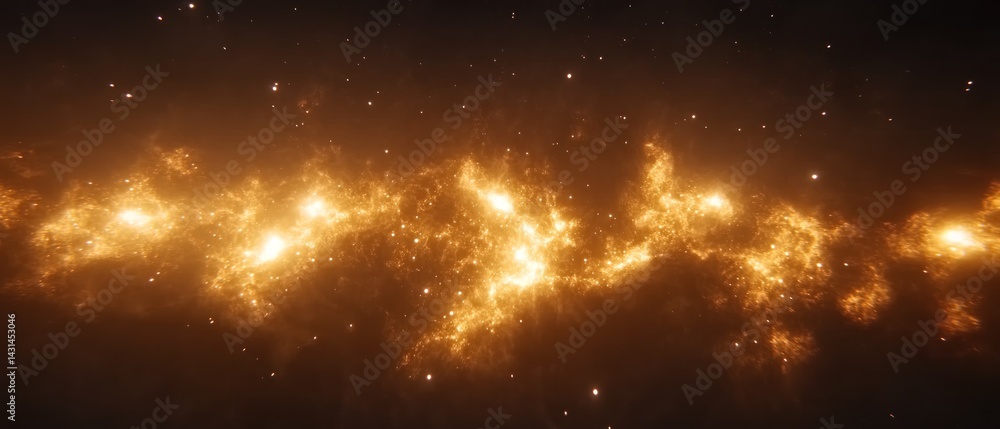 Naklejka premium Cosmic energy, fiery nebula, space background, celestial art, universe