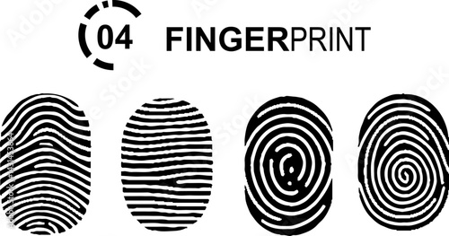 Four fingerprint isolated on transparent background. Vector icons