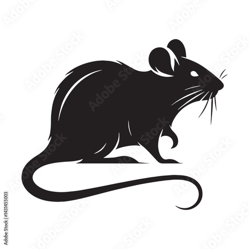 Minimalist rat vector illustration featuring defined silhouette shape – rat silhouette – rat vector – rat illustration – silhouette of rat – rat icon

