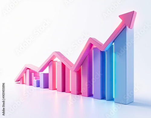 3D Render of Pink and Blue Growing Bar Chart with Arrow - Success, Growth, and Progress Concept Free Download 3D Render of Pink and Blue Growing Bar Chart with Arrow - Success, Growth, and Progress Concept - GFXLoad