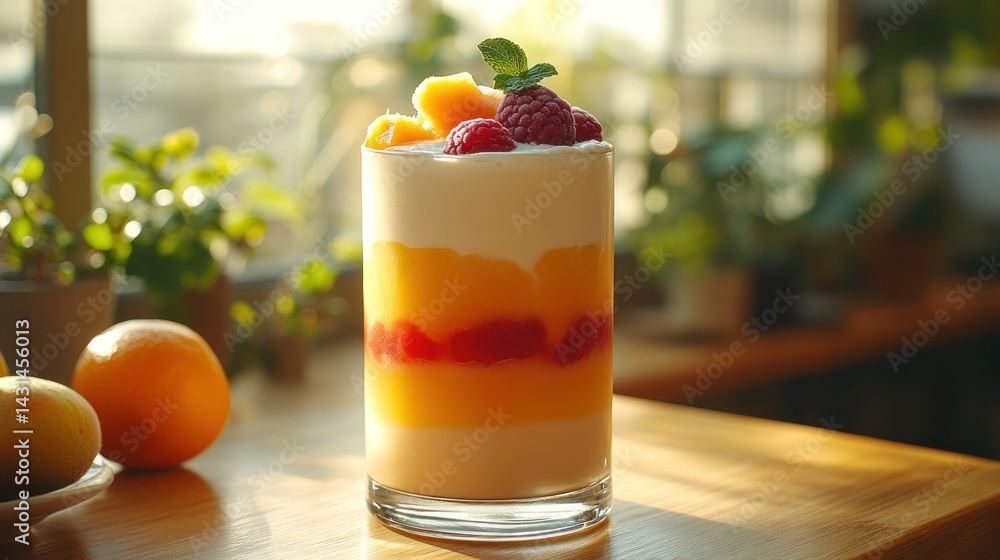 Layered Mango Raspberry Dessert Layered Mango Raspberry Dessert