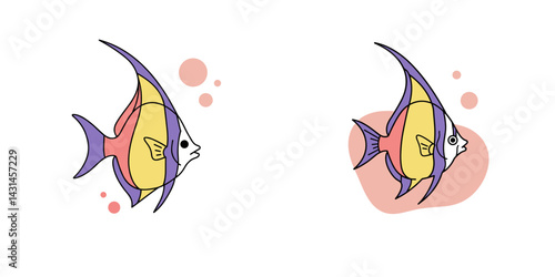 Moorish idol fish on white background. Concept beauty of the underwater world and sea creatures