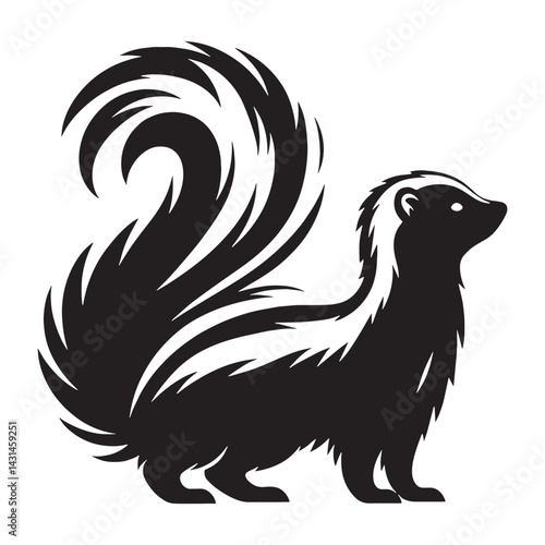 Minimal skunk silhouette vector featuring clean, soft curves – skunk silhouette – skunk vector – skunk illustration – silhouette of skunk – skunk icon

