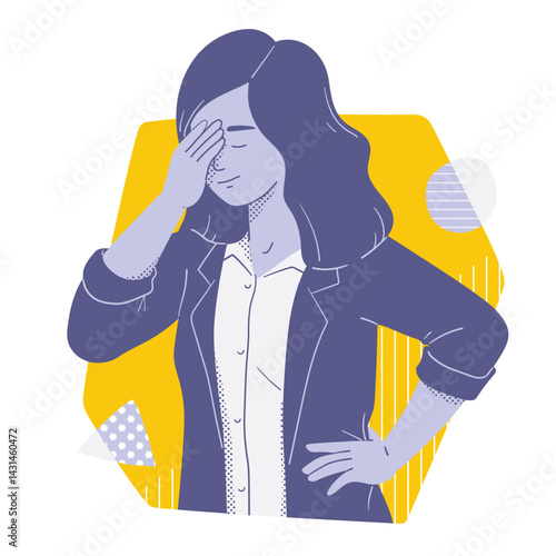 Businesswoman Facepalms Showing Regret at Work