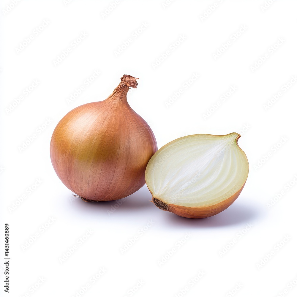 Fototapeta premium Onion and half onion isolated on white background