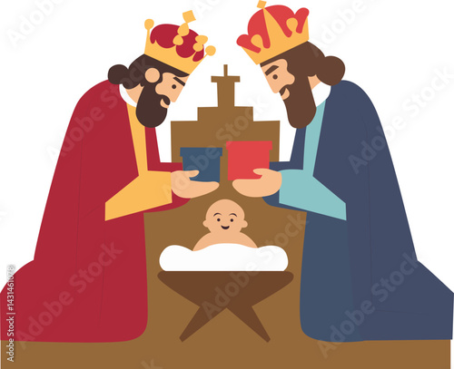 Wise Men Adoring Baby Jesus Gift